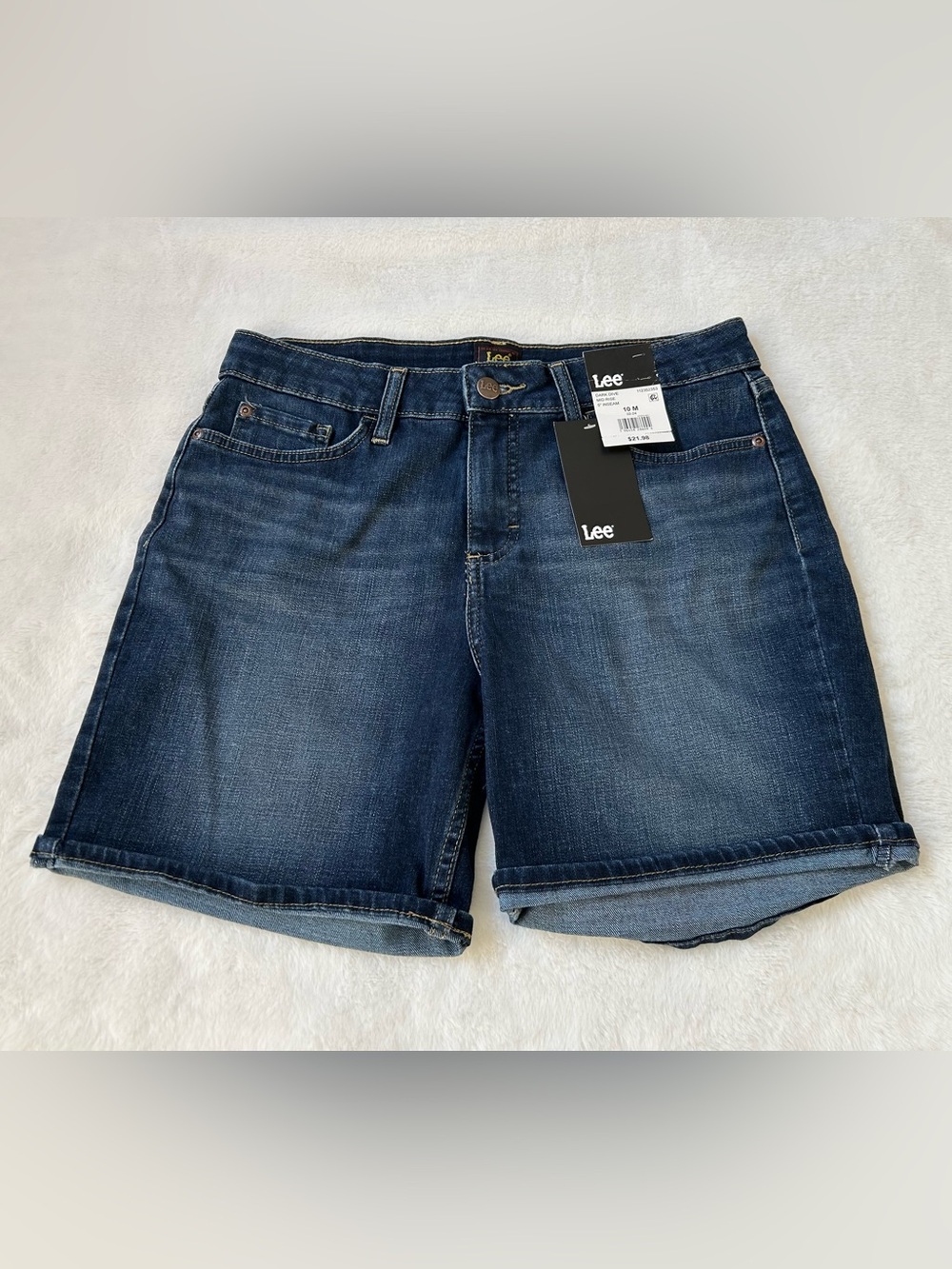 Lee Mid-Rise Dark Blue Denim Shorts with Tags